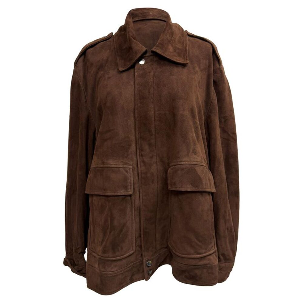 Nour Hammour Drey Field Jacket in Brown Suede
